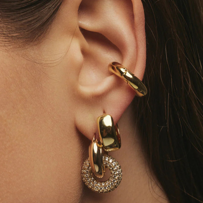 Luv AJ - The Pave Interlock Hoops - Gold