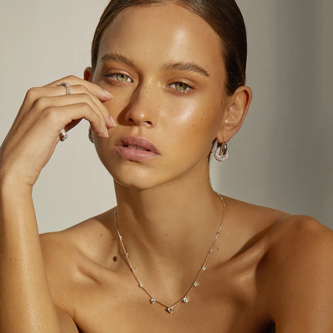Luv AJ - The Pave Interlock Hoops - Gold