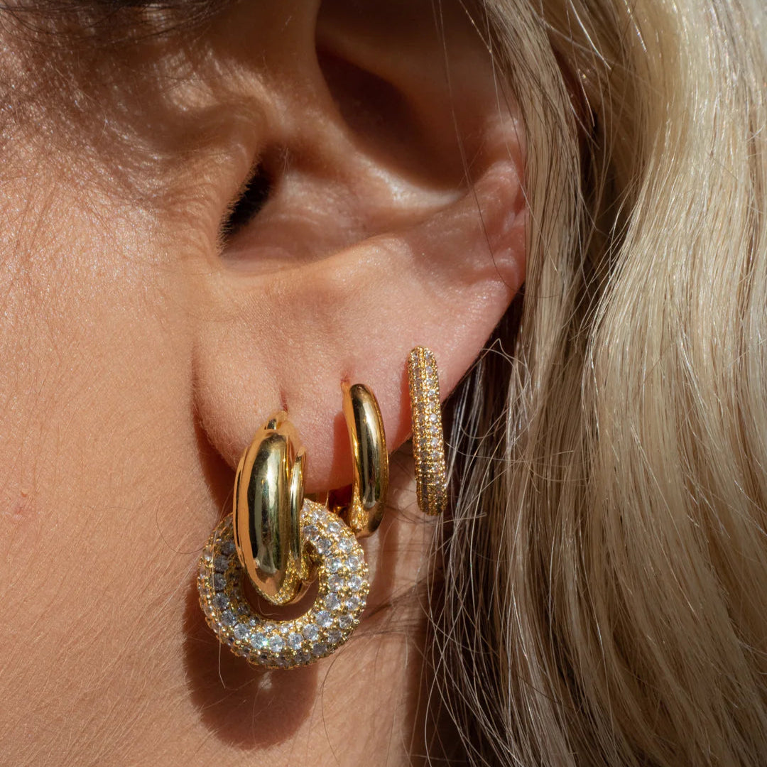 Luv AJ - The Pave Interlock Hoops - Gold