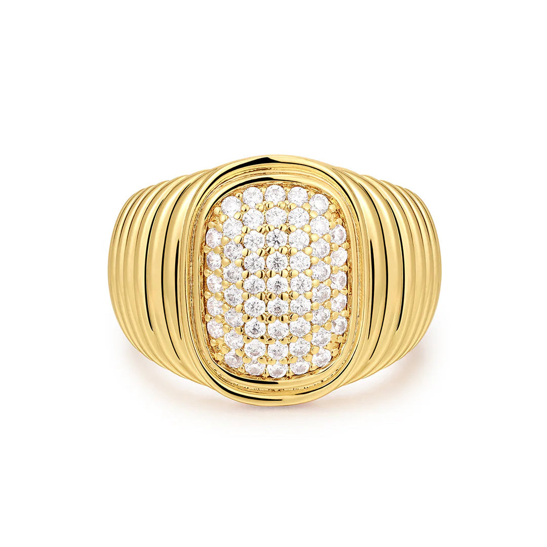 Luv AJ - The Pave Oval Bezel Ring - Gold - Size 6