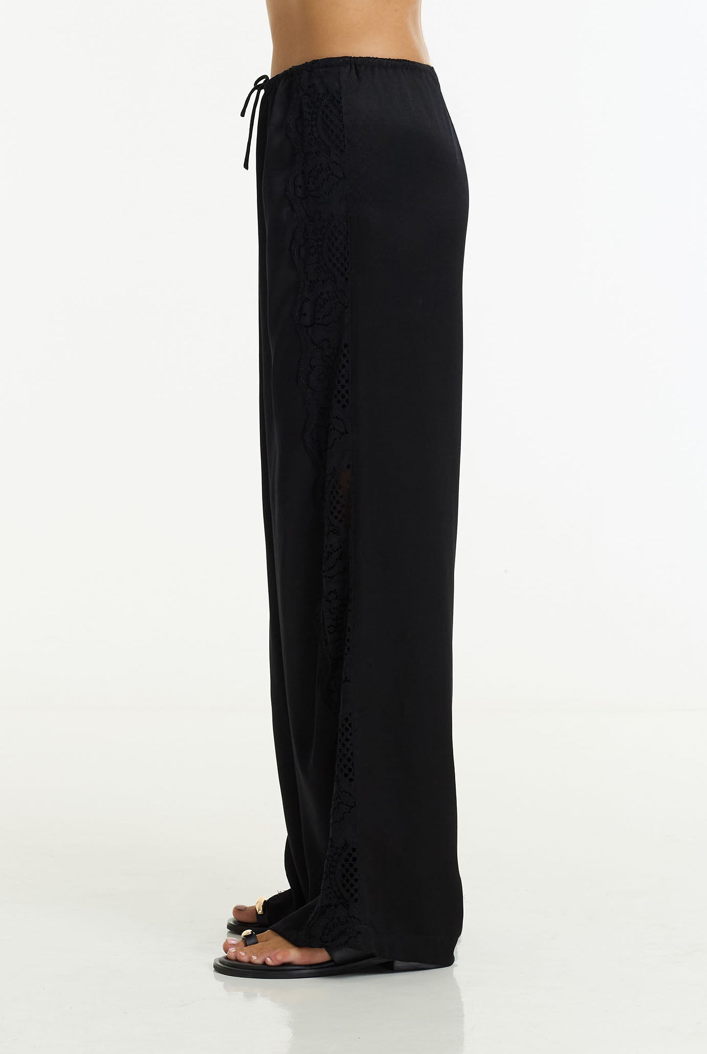 Marlow Satin Lace Pant | Black | PRE-ORDER