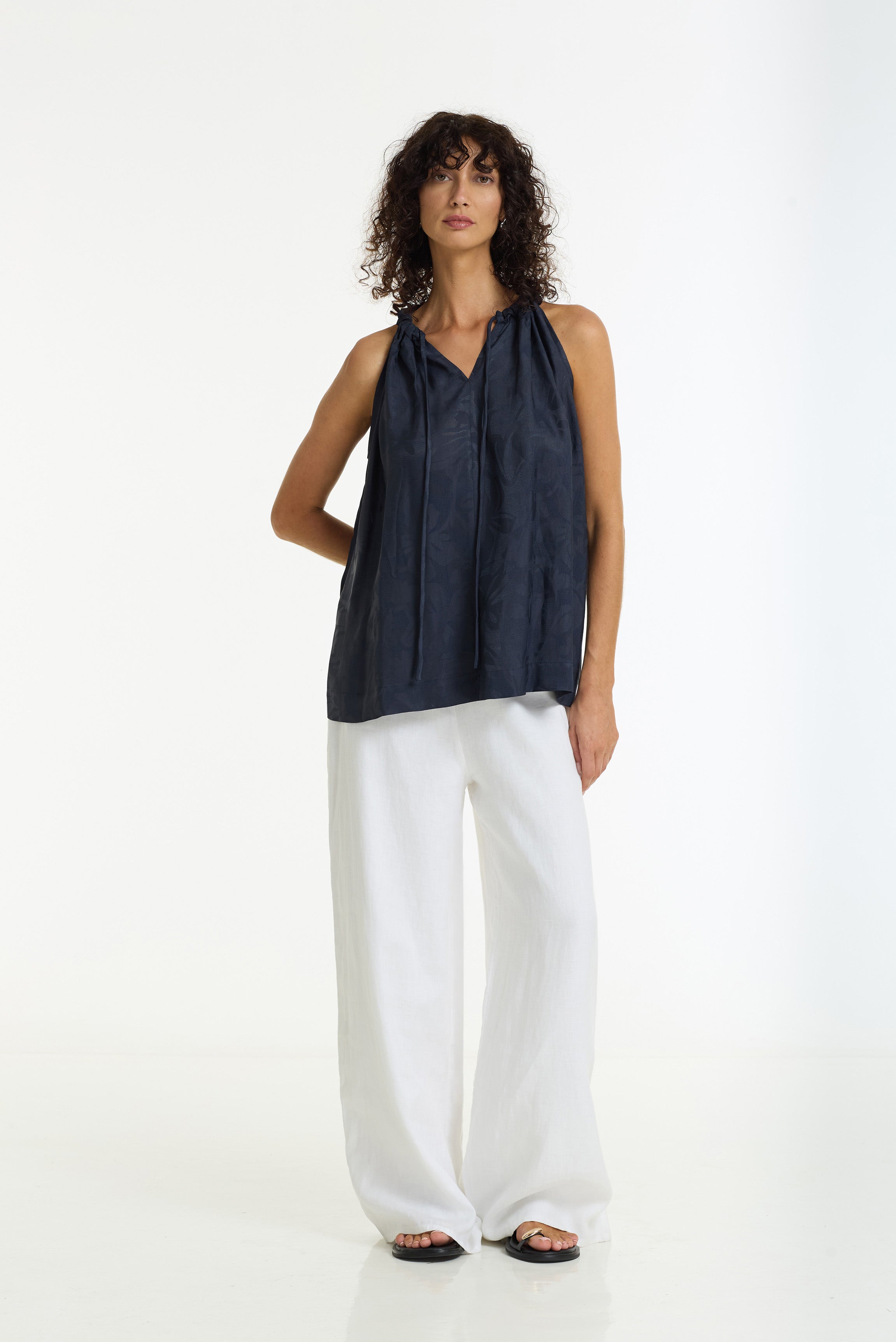 Linen Fever Wide Leg Pant | White