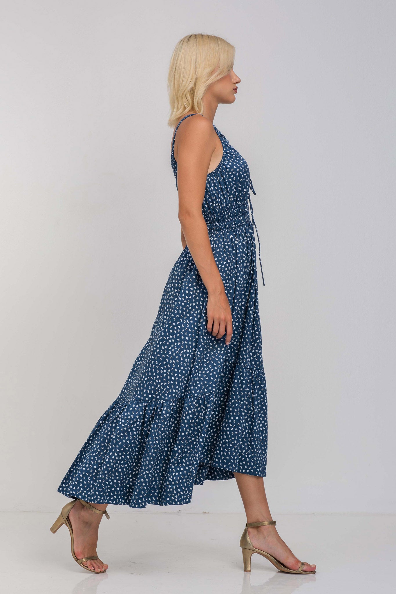 Midnight Whispers Dress - Navy with Ivory Floral