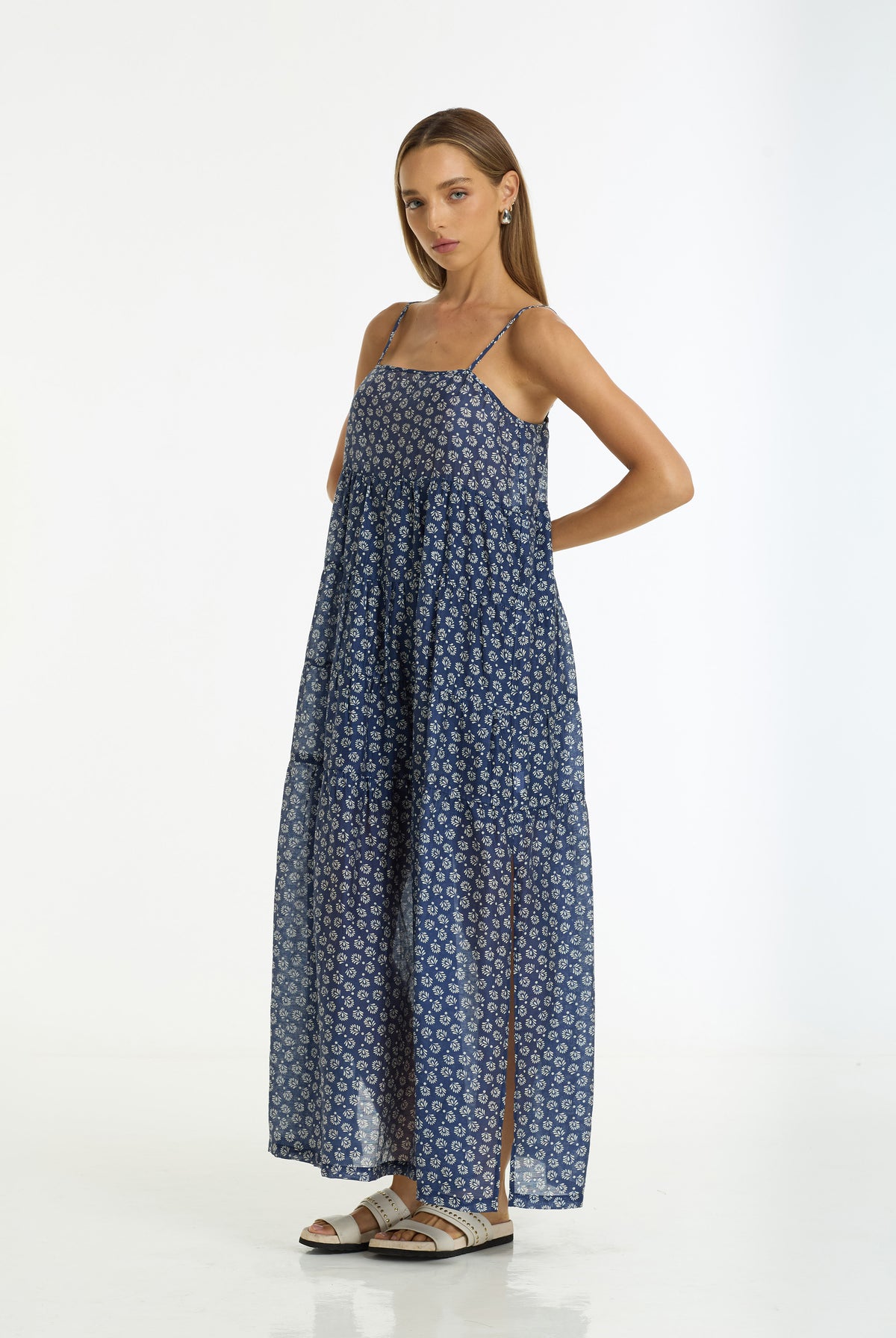 Carmen Dress - Navy / White Print