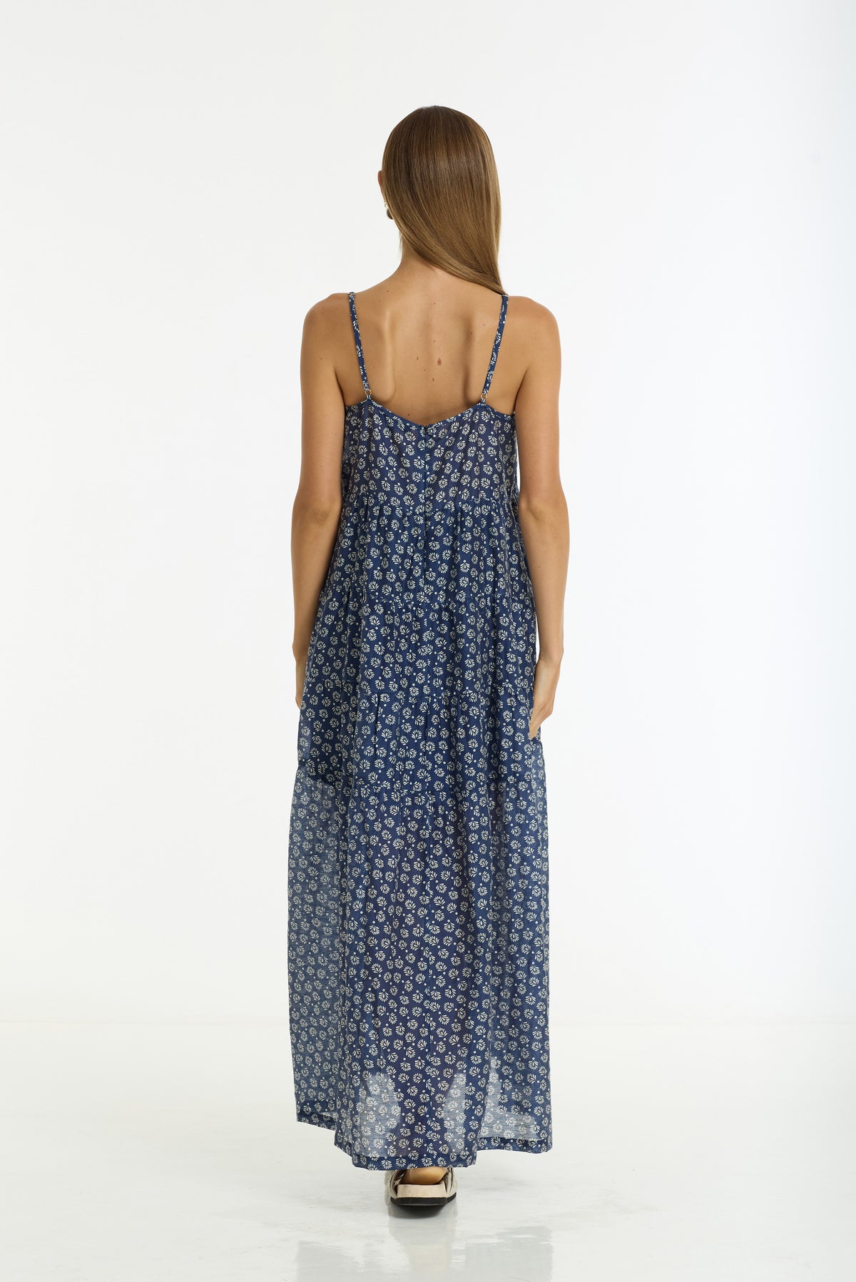 Carmen Dress - Navy / White Print