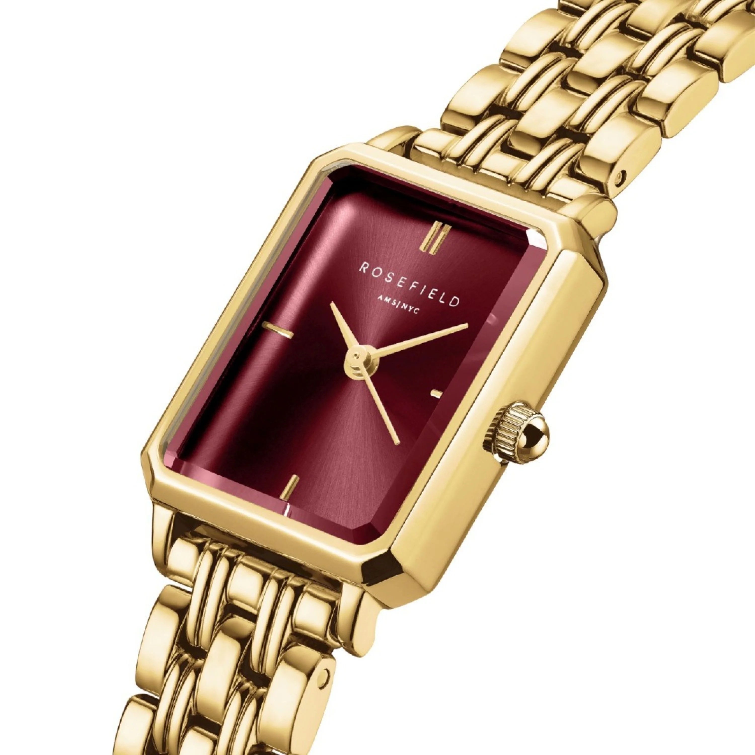 Rosefield - Octagon Sunray Watch - Gold/Burgundy - XS