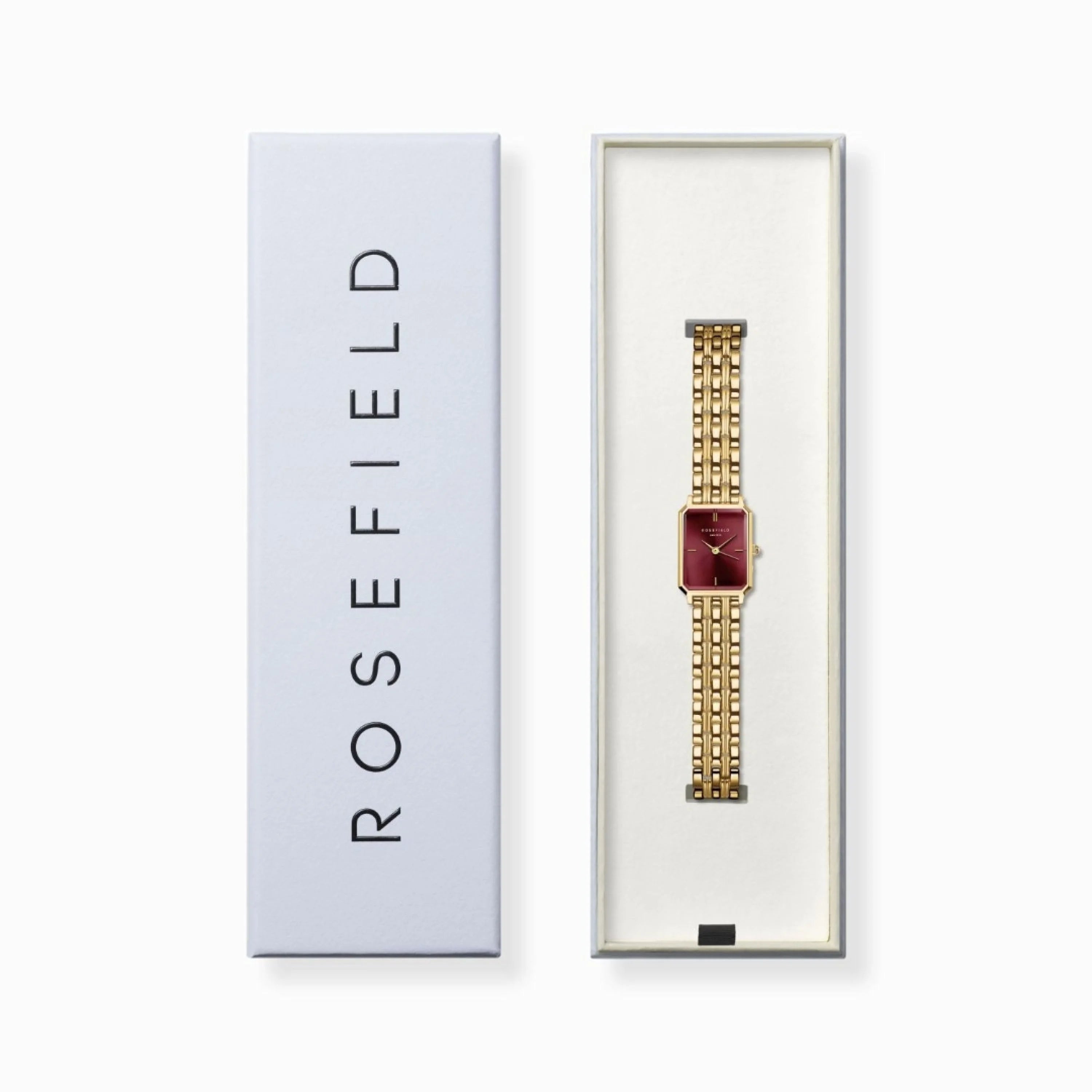 Rosefield - Octagon Sunray Watch - Gold/Burgundy - XS
