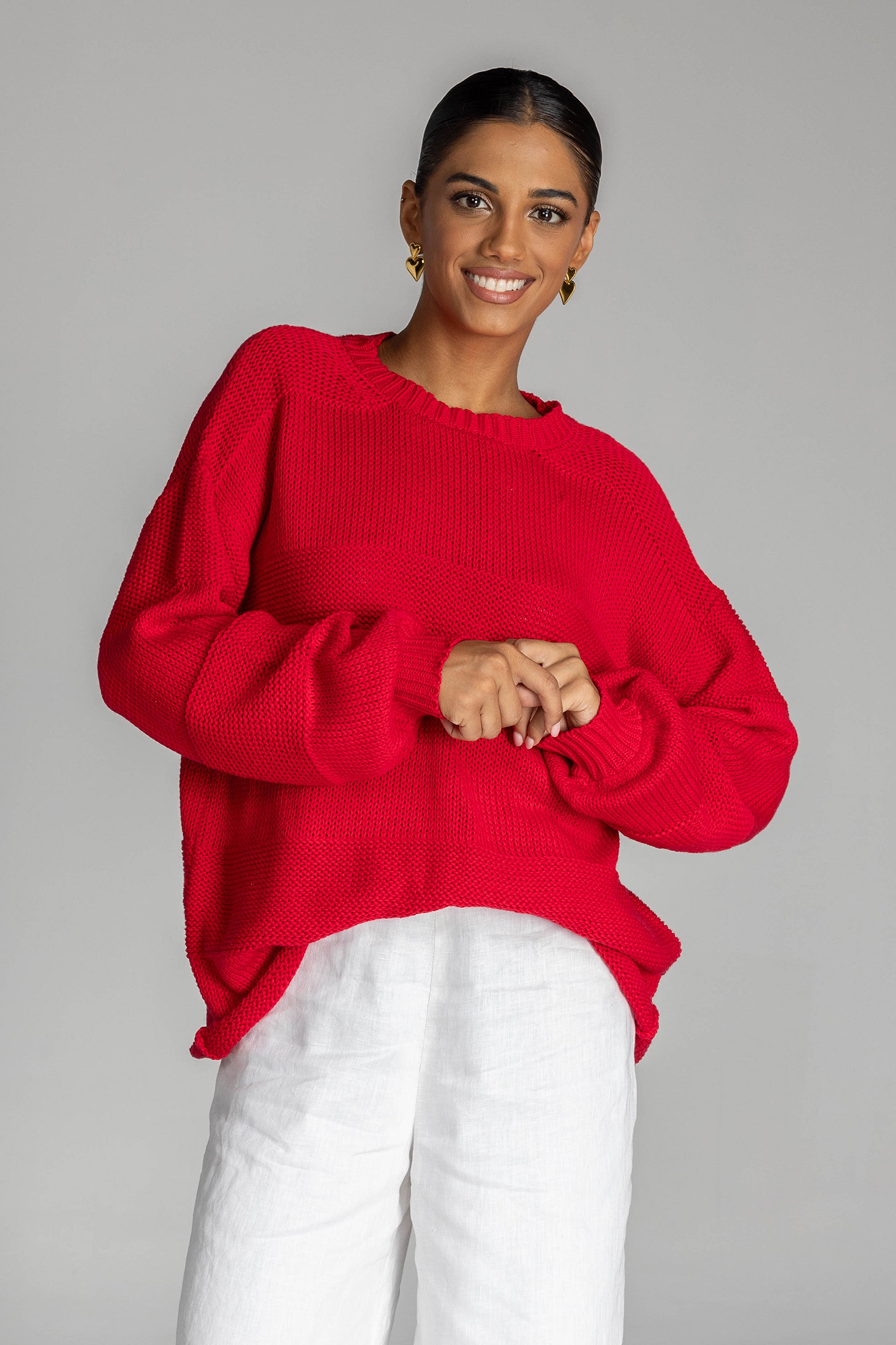 Open My Heart Sweater - Goji Berry Red
