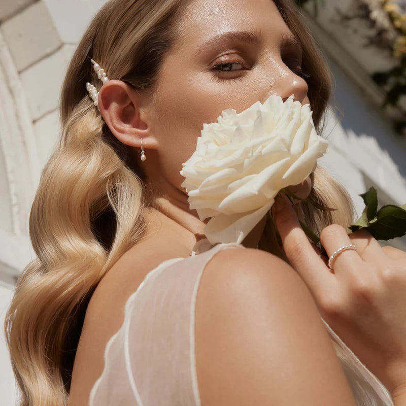 Saint Valentine - Mini Pearl Hoops - Silver