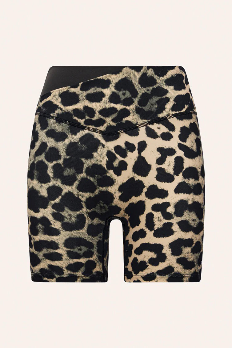 P.E Nation - Wander 5 Inch Bike Short - Leopard Print & Smokestone