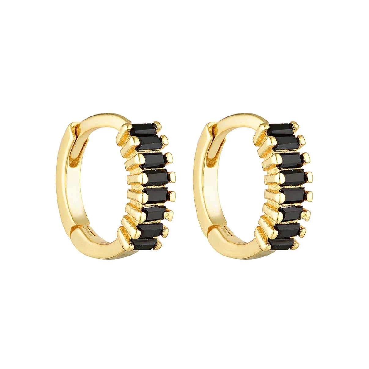 Porter Jewellery - Gemini Huggies - Gold/Onyx