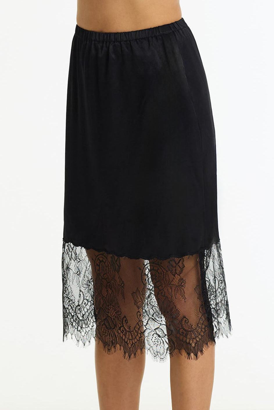 Parisian Girl Satin Lace Skirt | Black | PRE-ORDER