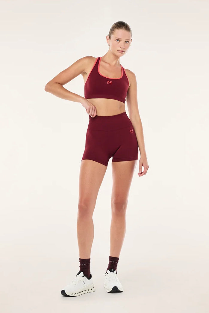 P.E Nation - Restore Seamless 2.5 Inch Bike Short - Cabernet & Strawberry