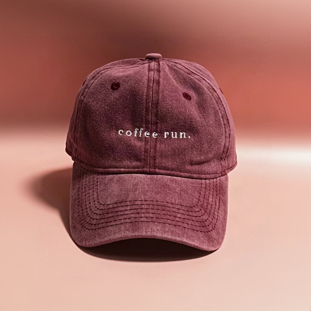 Rhodin - Baseball Cap - Burgundy - Coffee Run Logo