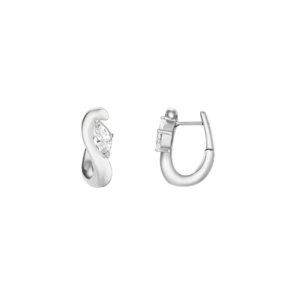 Rosefield - Marquise Wave Hoops - Silver