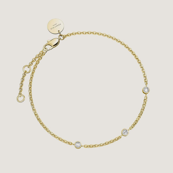 Rosefield Triple Crystal Dot Chain Bracelet - Gold