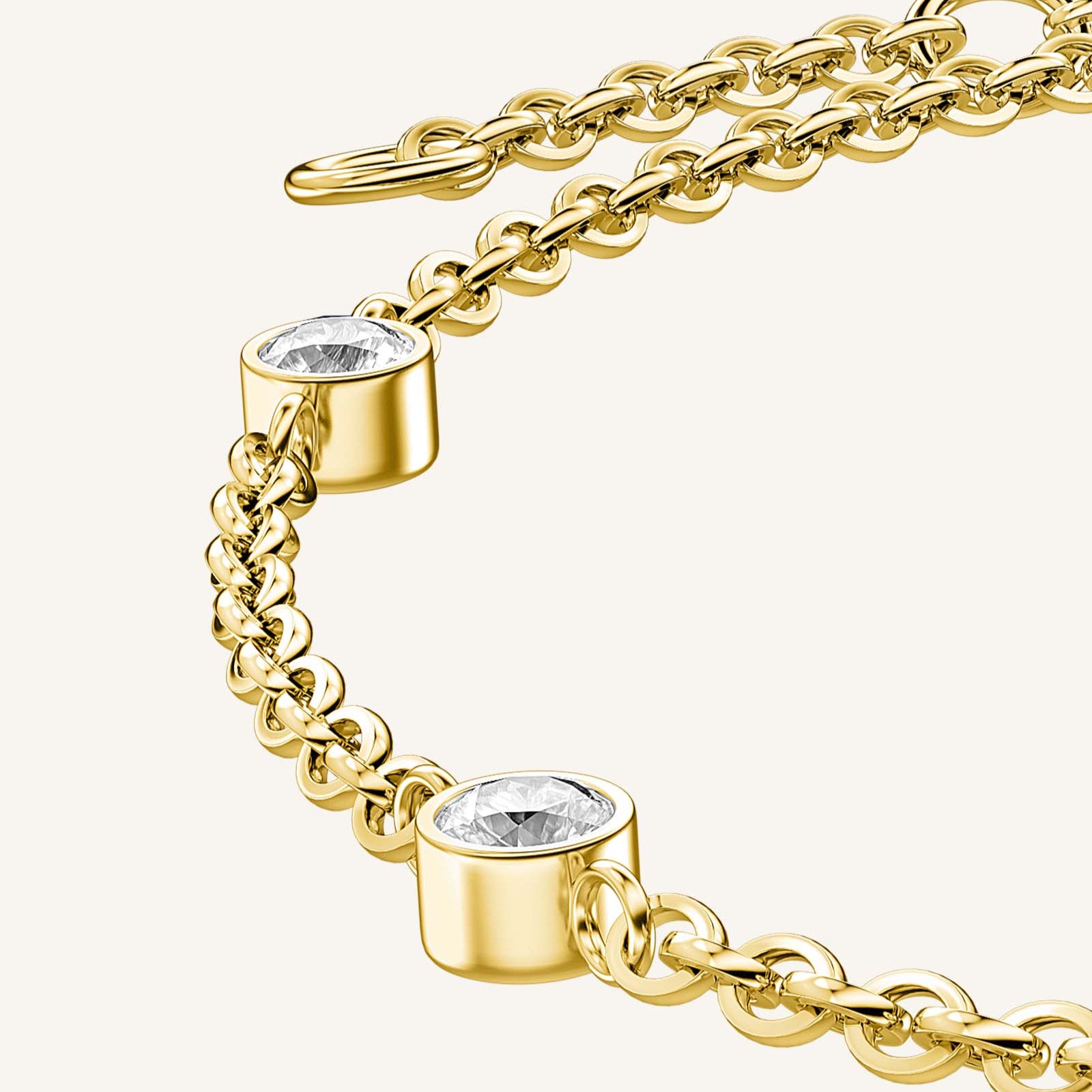 Rosefield Triple Crystal Dot Chain Bracelet - Gold