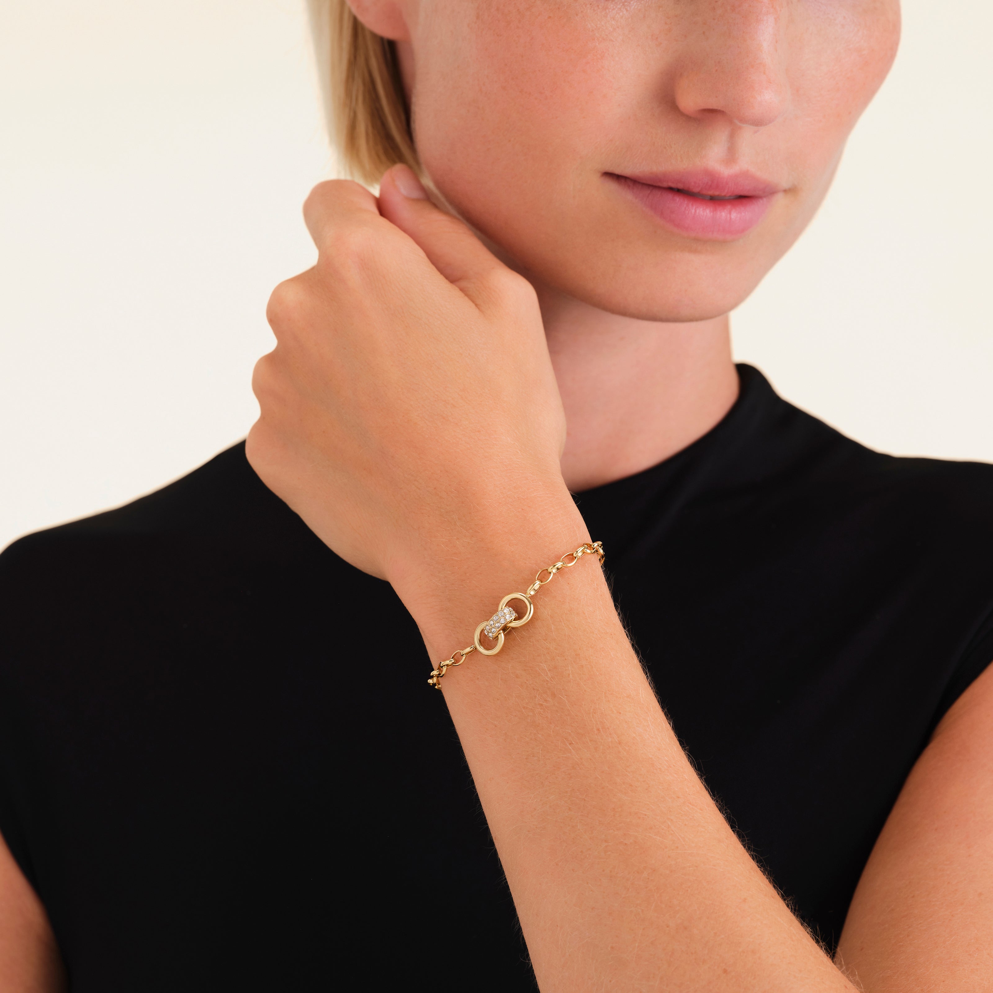 Rosefield Chunky Bow Link Studs Bracelet - Gold