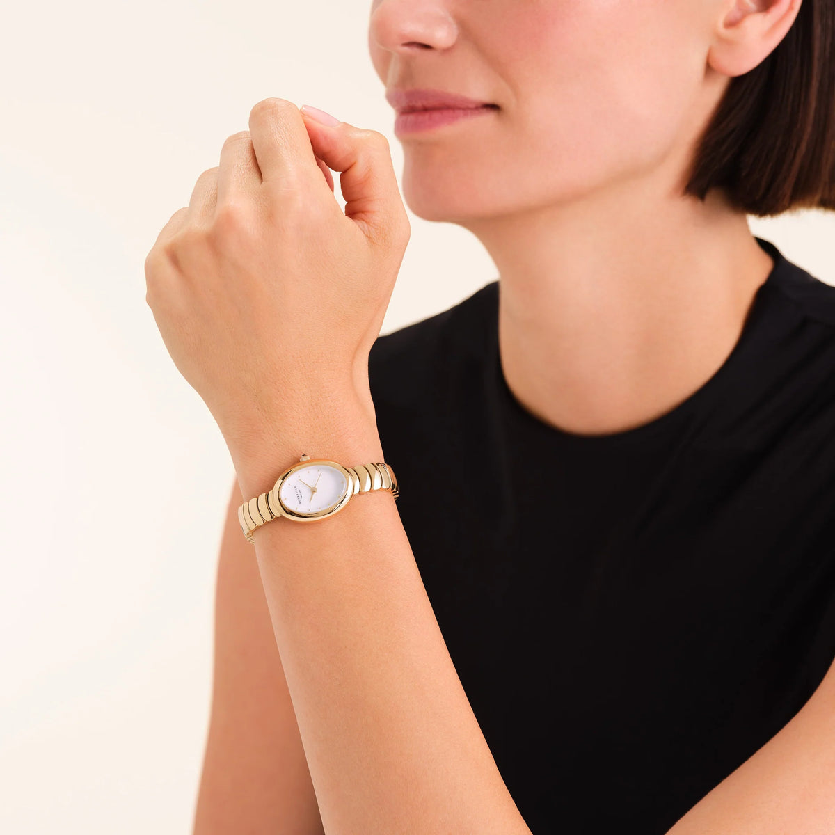Rosefield Ovale Watch | White/Gold