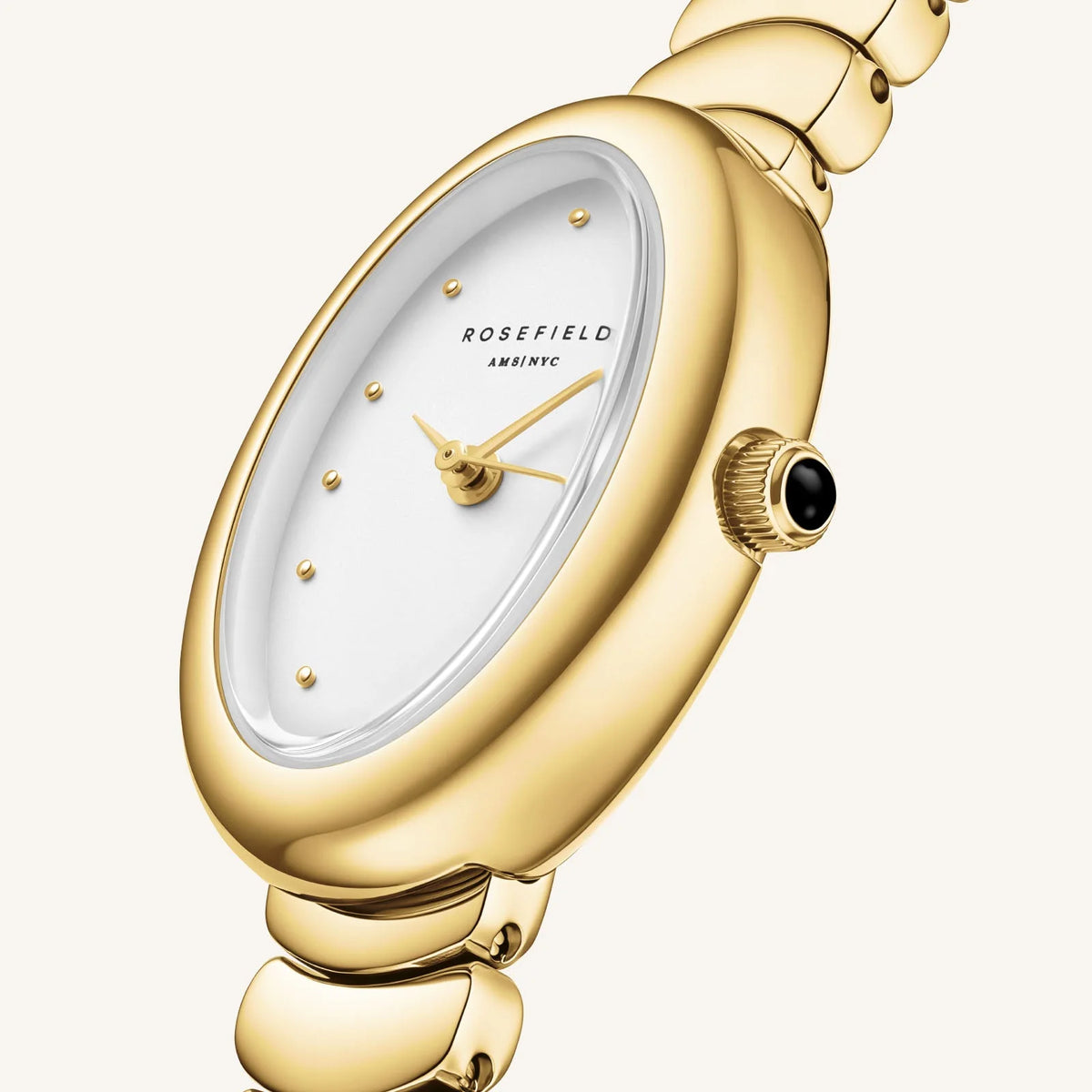 Rosefield Ovale Watch | White/Gold