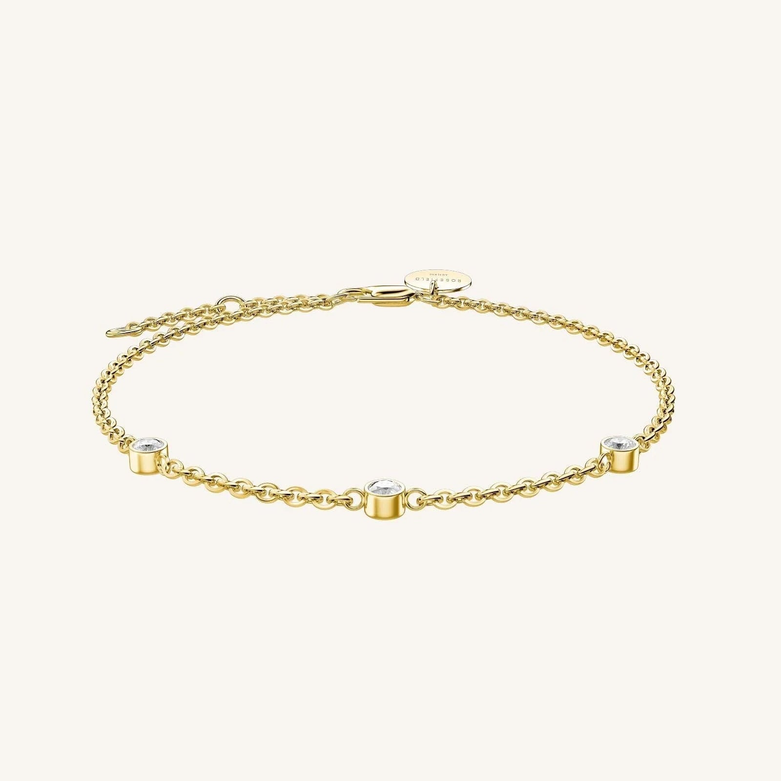 Rosefield Triple Crystal Dot Chain Bracelet - Gold