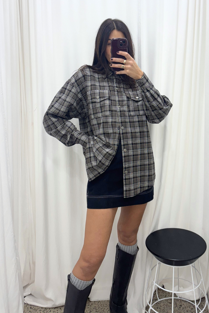 Run Wild Jacket - Tan/Black/White Tartan