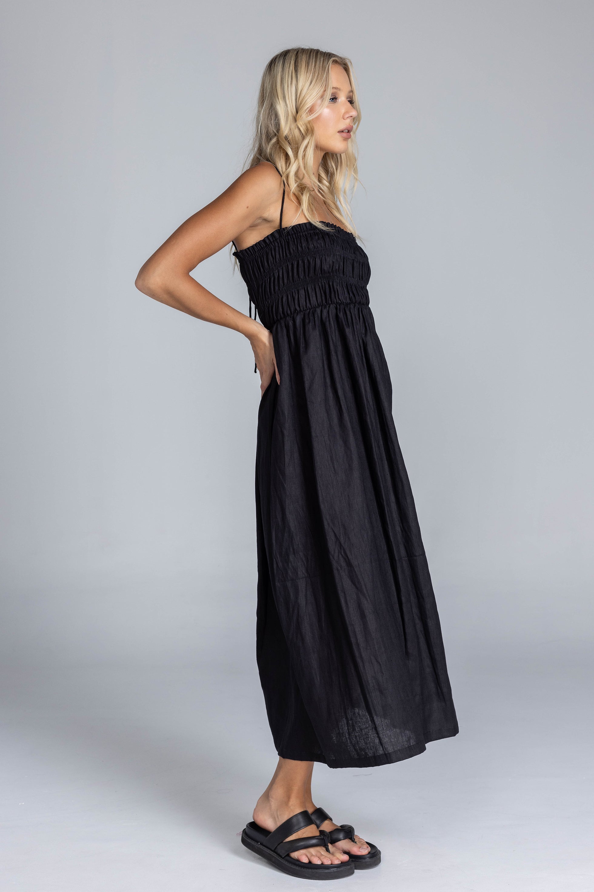 S26/50880 Running Through The Fields Midi Dress - Black