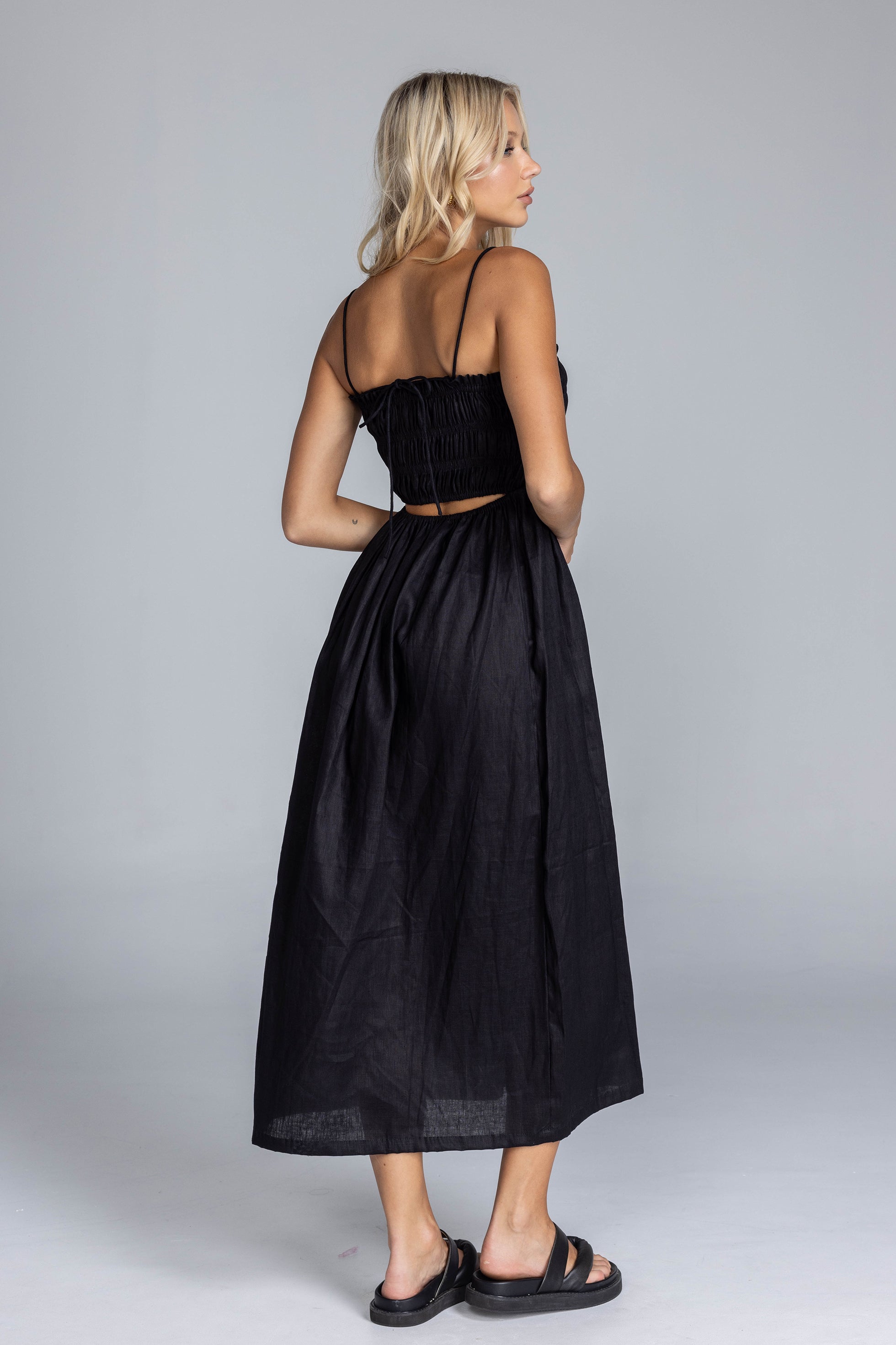 S26/50880 Running Through The Fields Midi Dress - Black