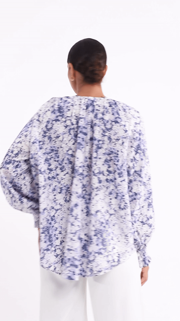 Ruthie Blouse - Exclusive Blue/White Floral