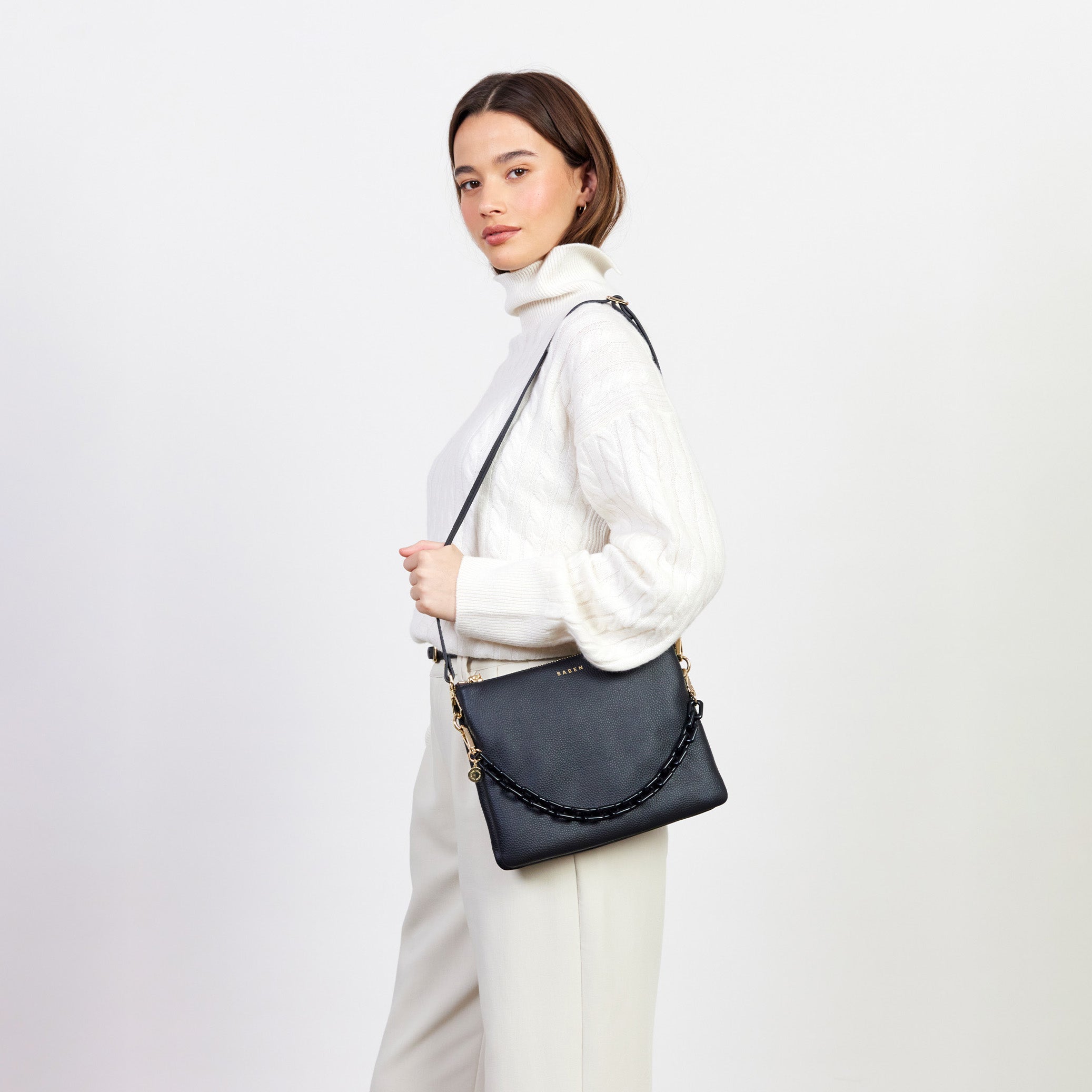 Saben - Matilda Crossbody - Black + Tonal Chain