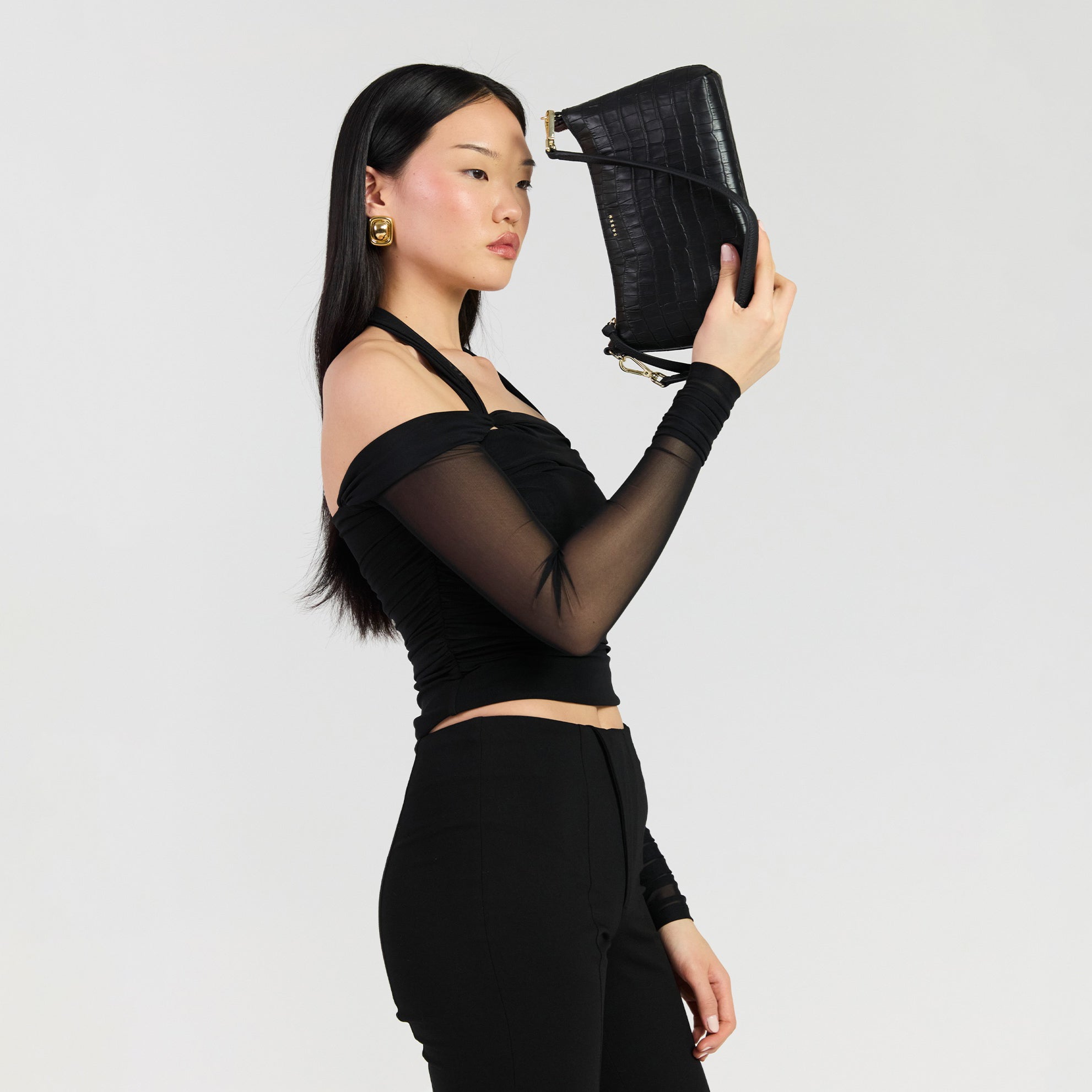 Saben - Haven Shoulder Bag - Black Croc
