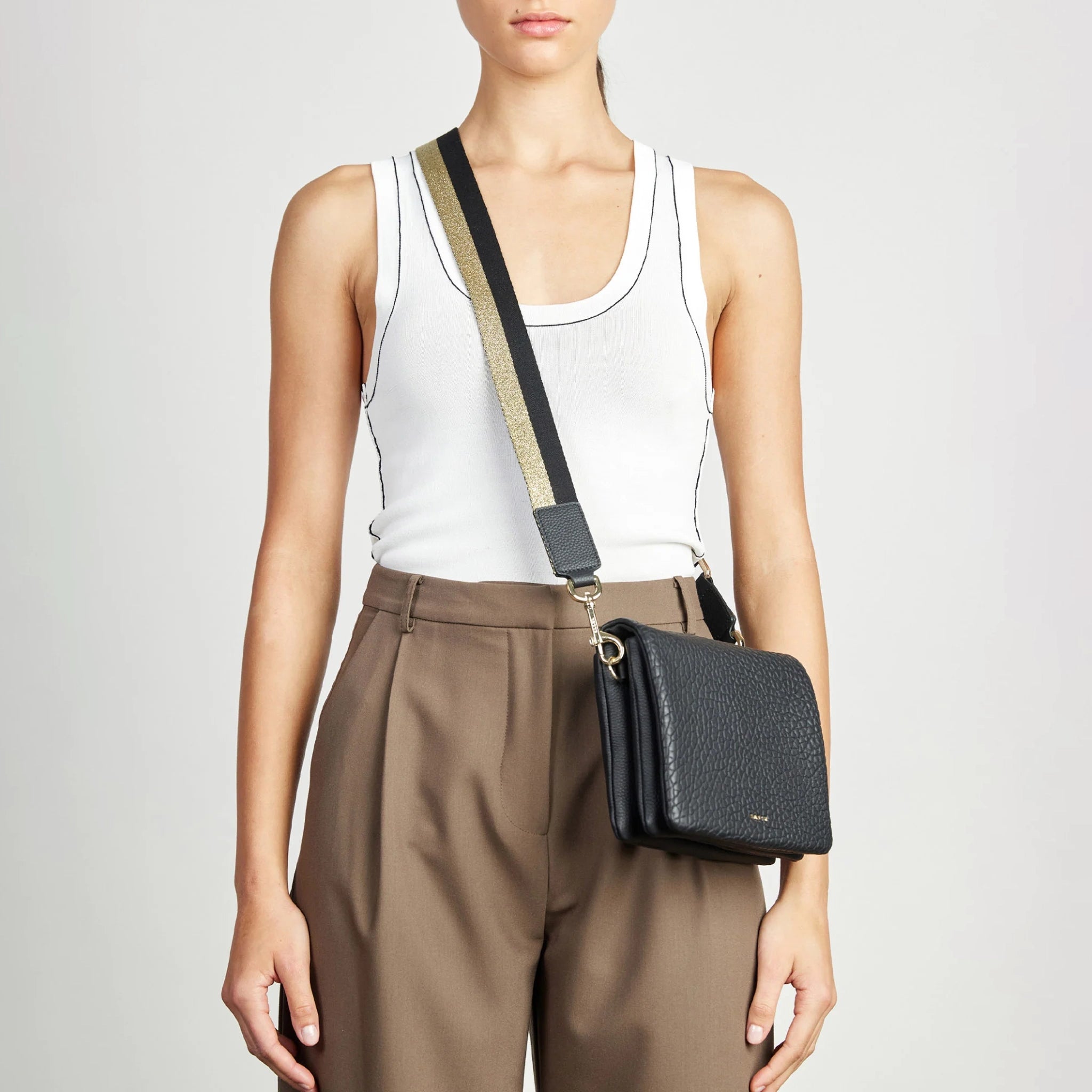 Saben - Feature Strap - Webbing - Gold + Black Stripe