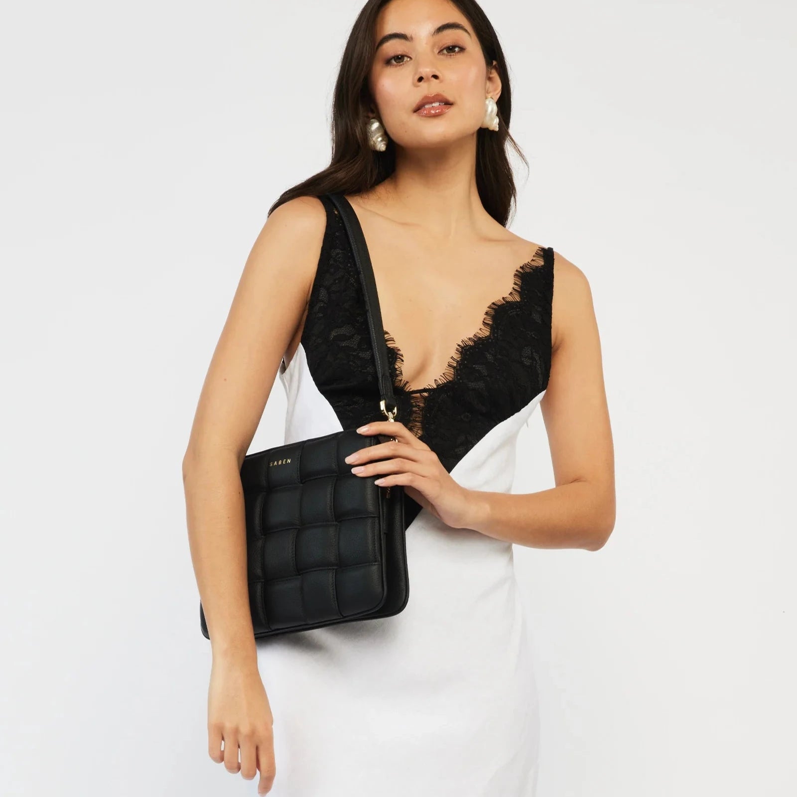 Saben - Matilda Shoulder Bag - Black Woven