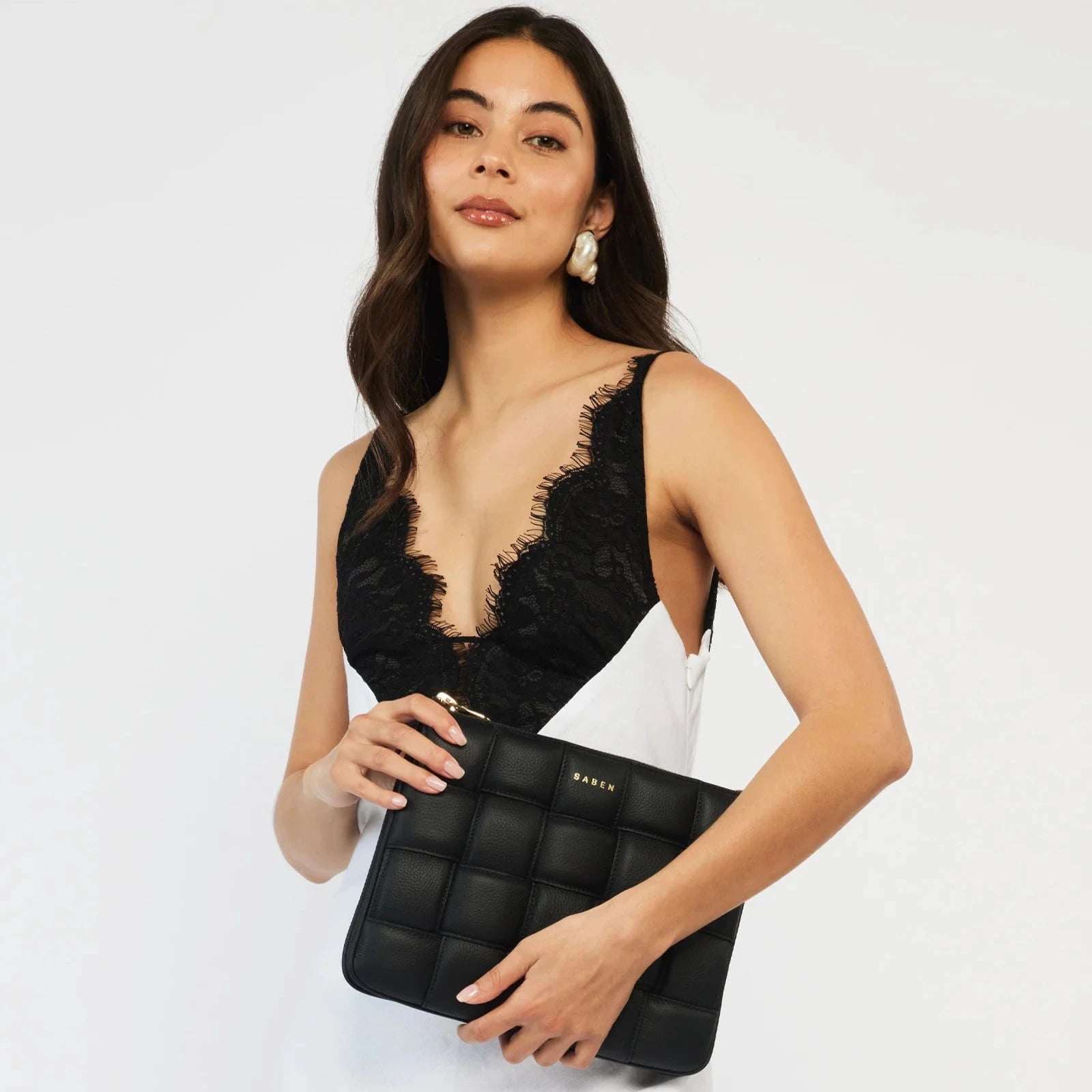 Saben - Matilda Shoulder Bag - Black Woven