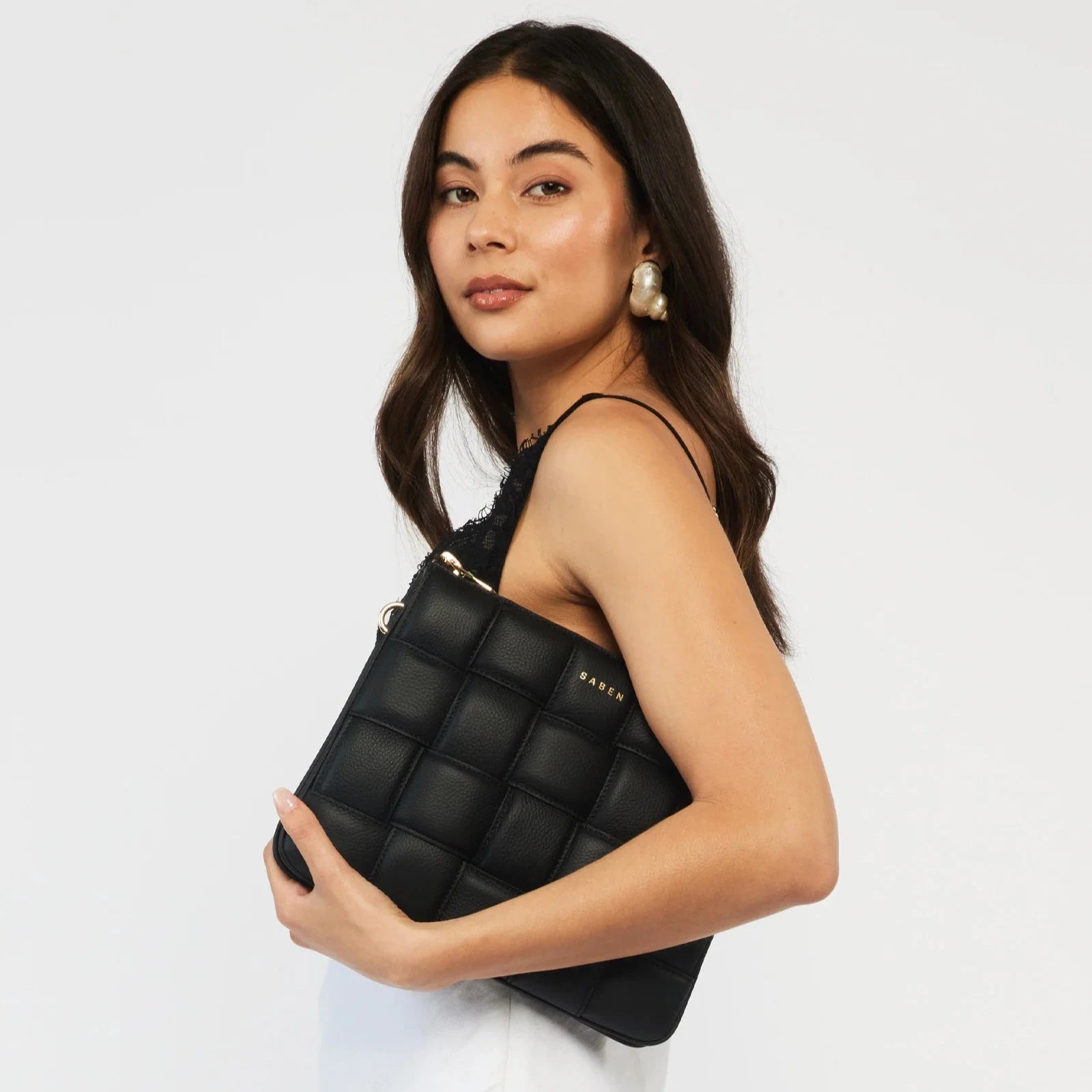 Saben - Matilda Shoulder Bag - Black Woven