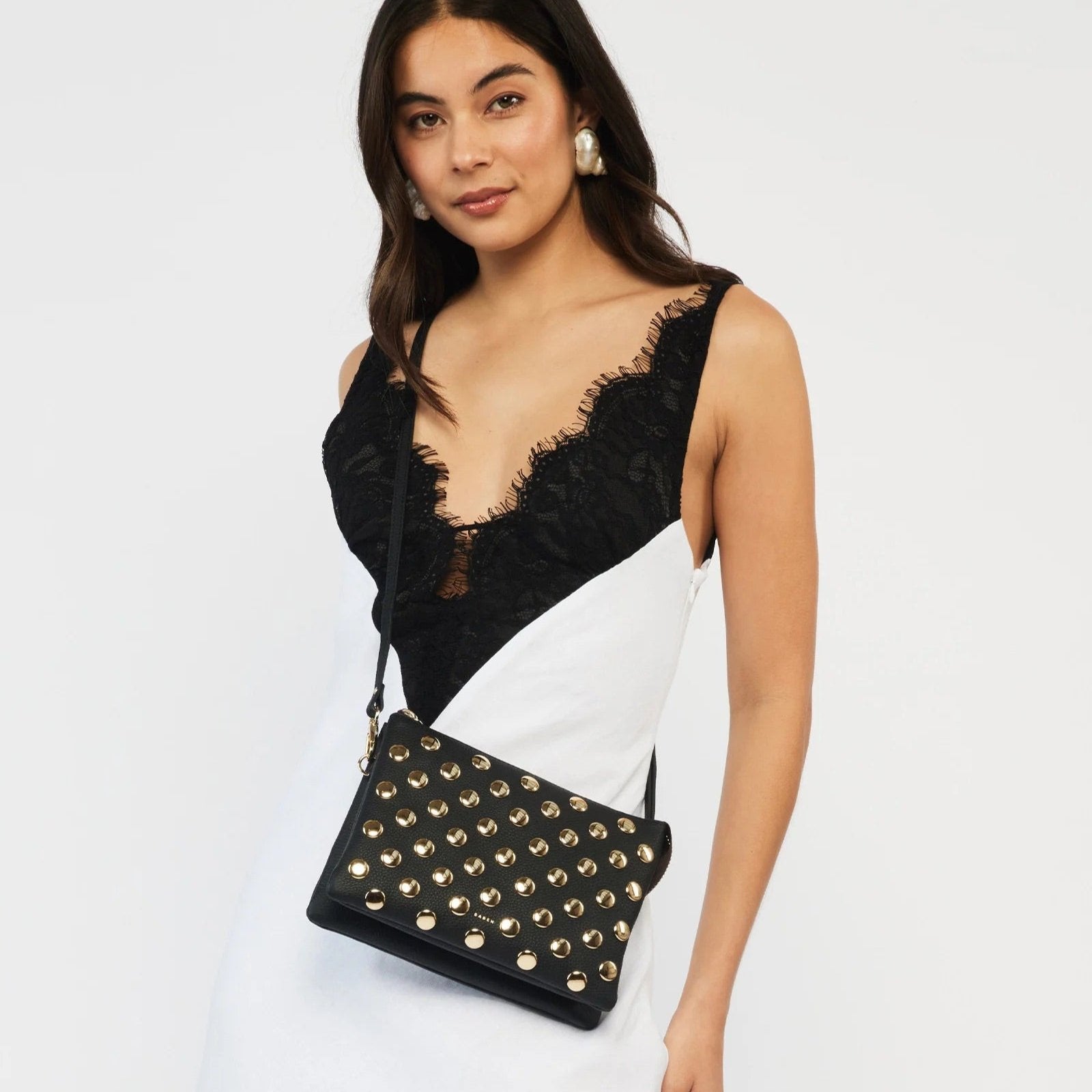 Saben - Tilly's Big Sis Crossbody - Black + Gold Stud