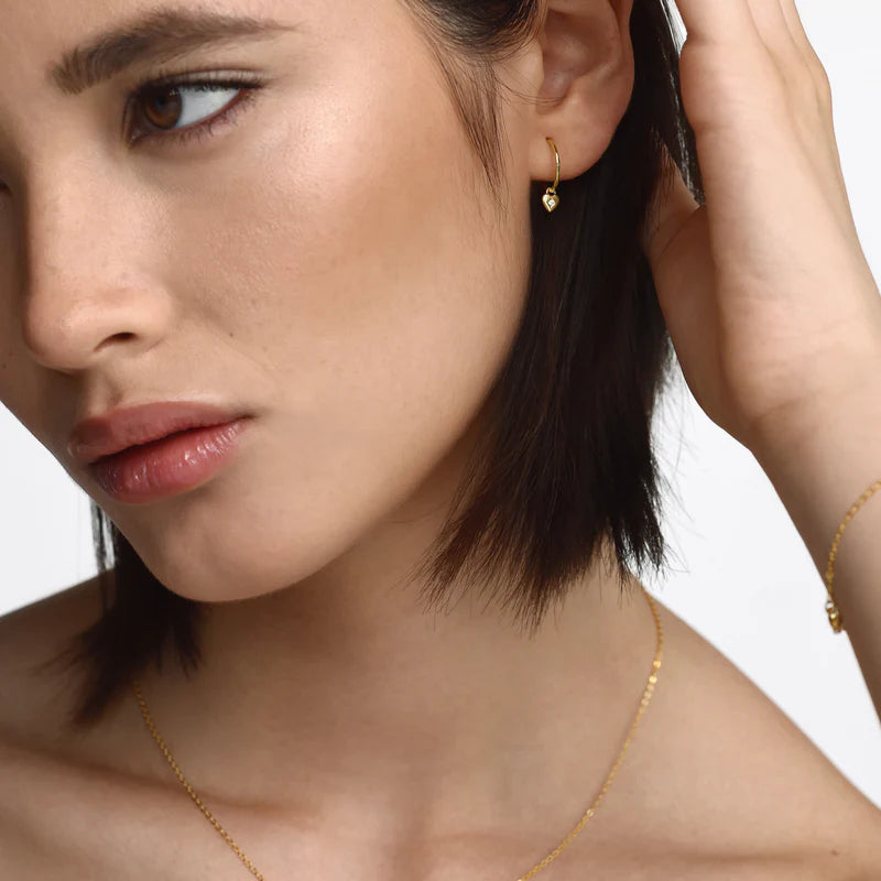 Saint Valentine - Mini Heart Hoops - Gold