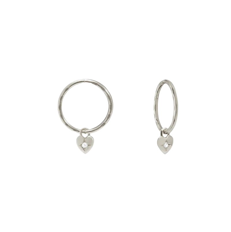 Saint Valentine - Mini Heart Hoops - Silver