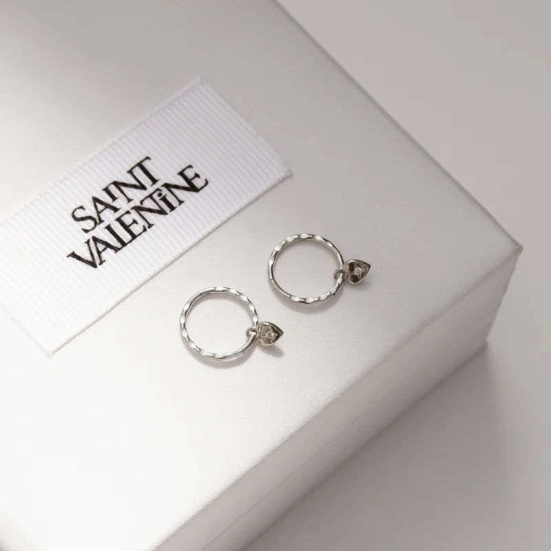 Saint Valentine - Mini Heart Hoops - Silver