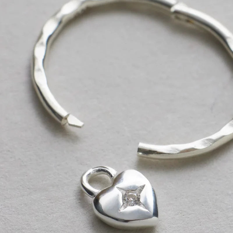 Saint Valentine - Mini Heart Hoops - Silver