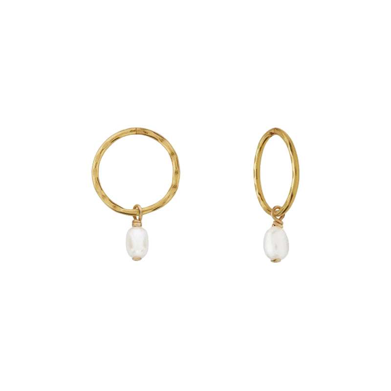 Saint Valentine - Mini Pearl Hoops - Gold