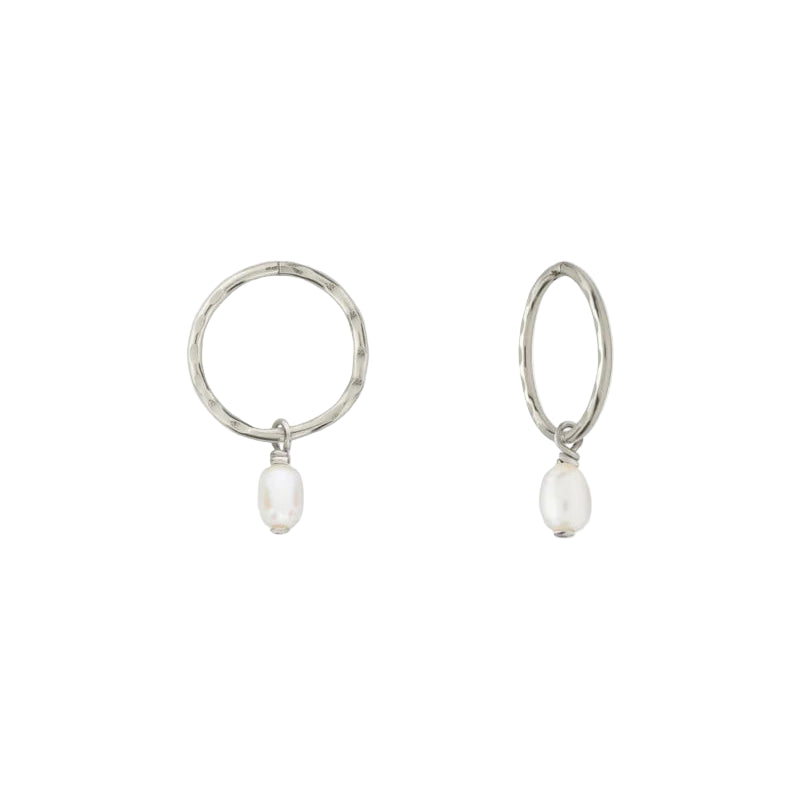 Saint Valentine - Mini Pearl Hoops - Silver