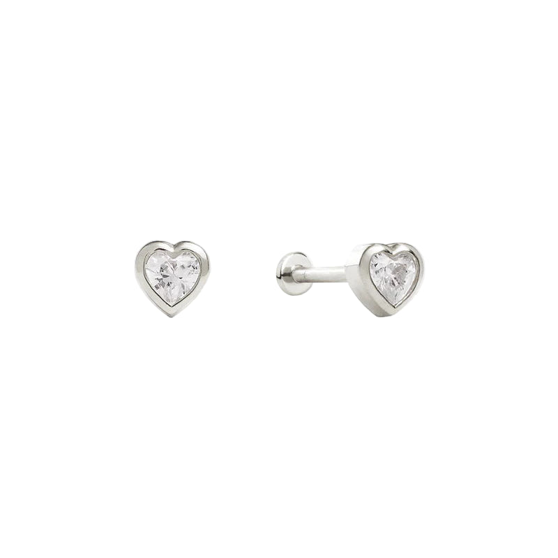 Saint Valentine - True Love Flatback Studs - Silver