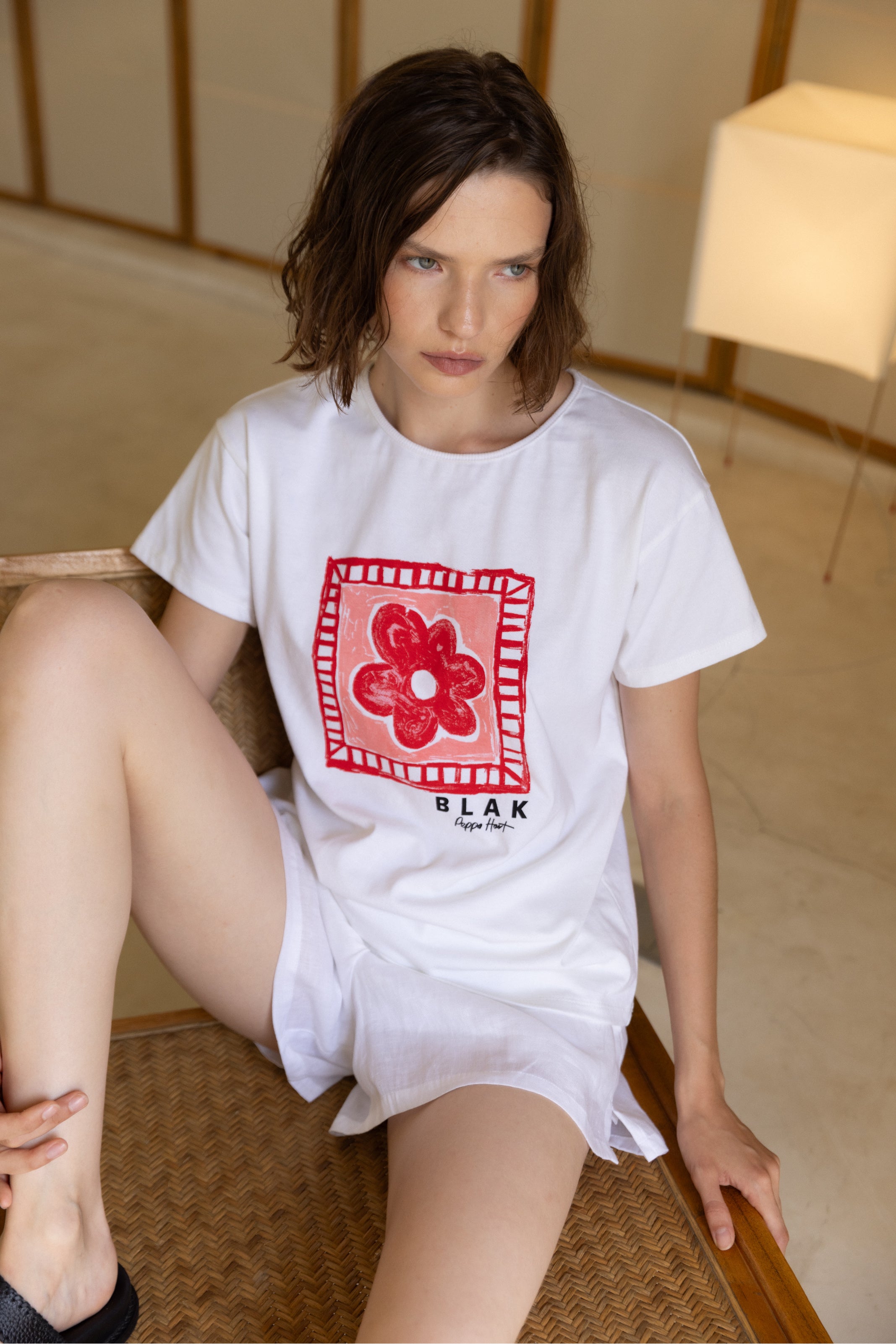 Say So Tee -  White with Pink/Red Peppa Hart Flower