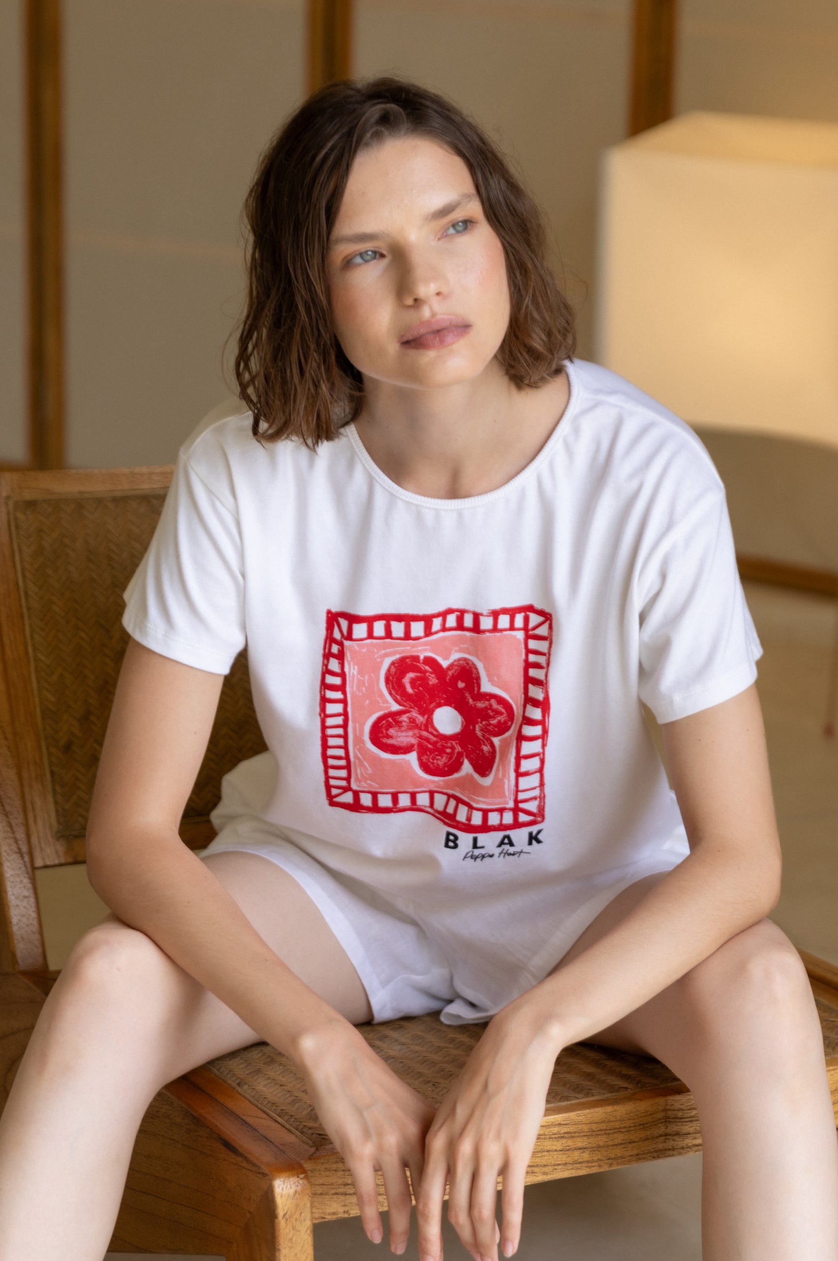 Say So Tee -  White with Pink/Red Peppa Hart Flower