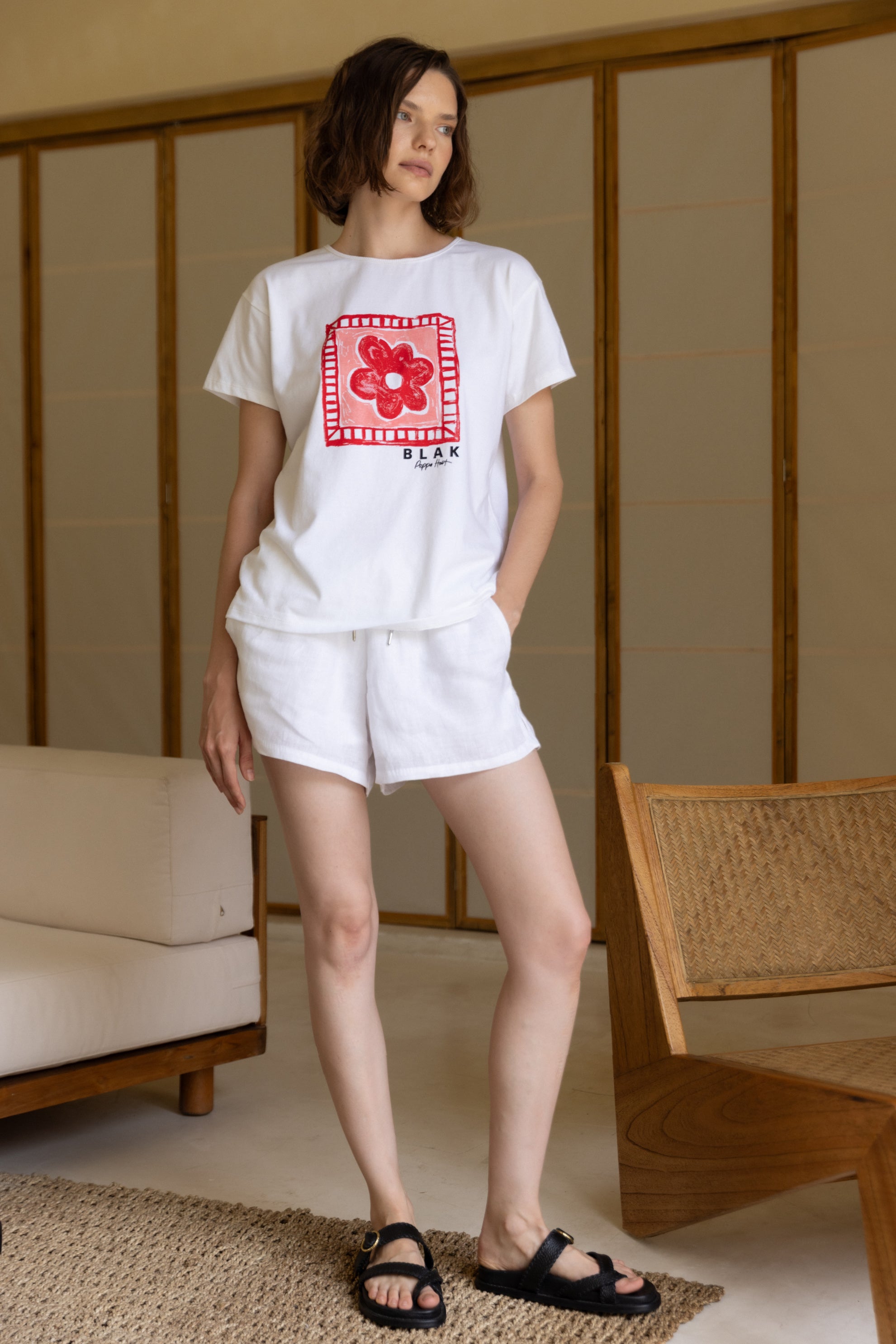 Say So Tee -  White with Pink/Red Peppa Hart Flower