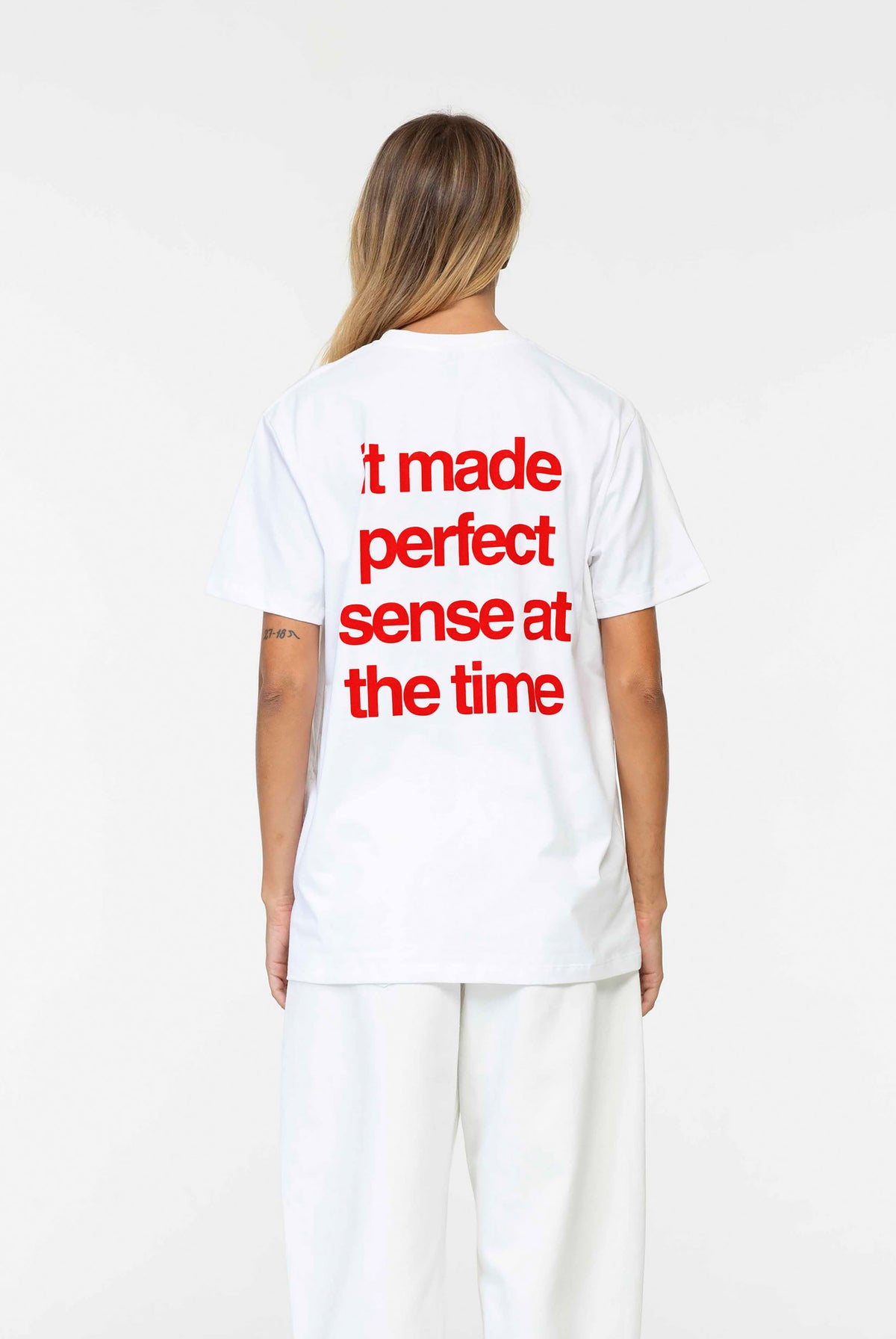 It Made Sense Tee | White w Red Text | Sei Bella by BLAK | PRE-ORDER