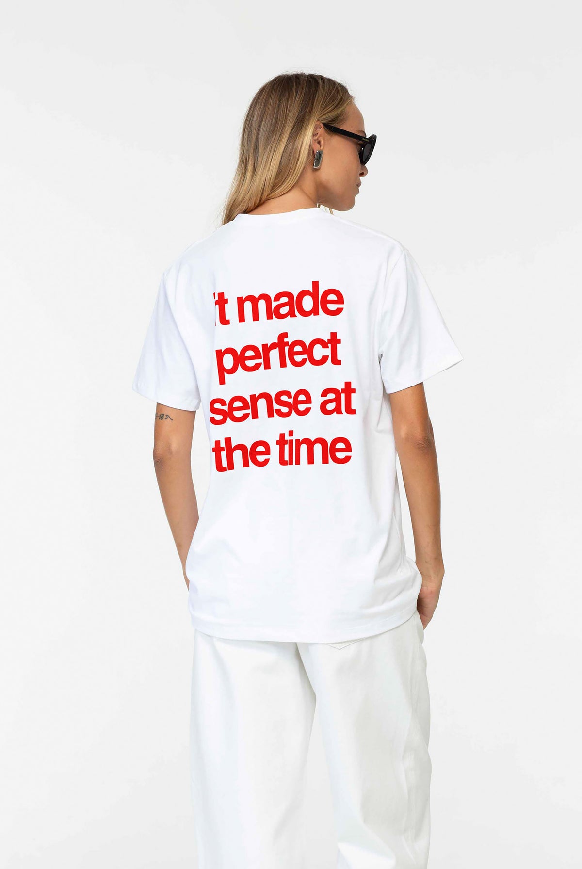 It Made Sense Tee | White w Red Text | Sei Bella by BLAK | PRE-ORDER