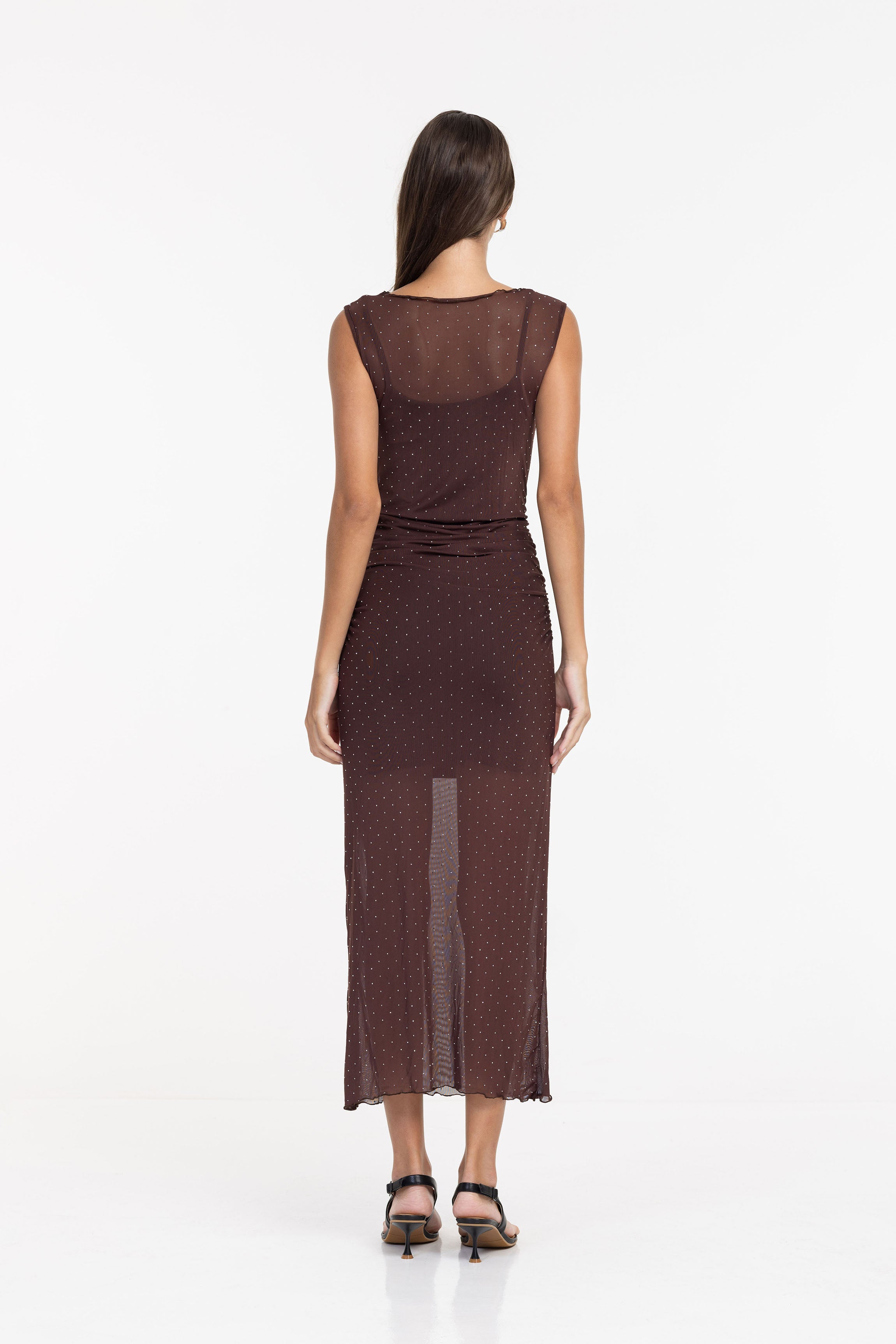 Serenade Dress - Chocolate with Silver Diamantés