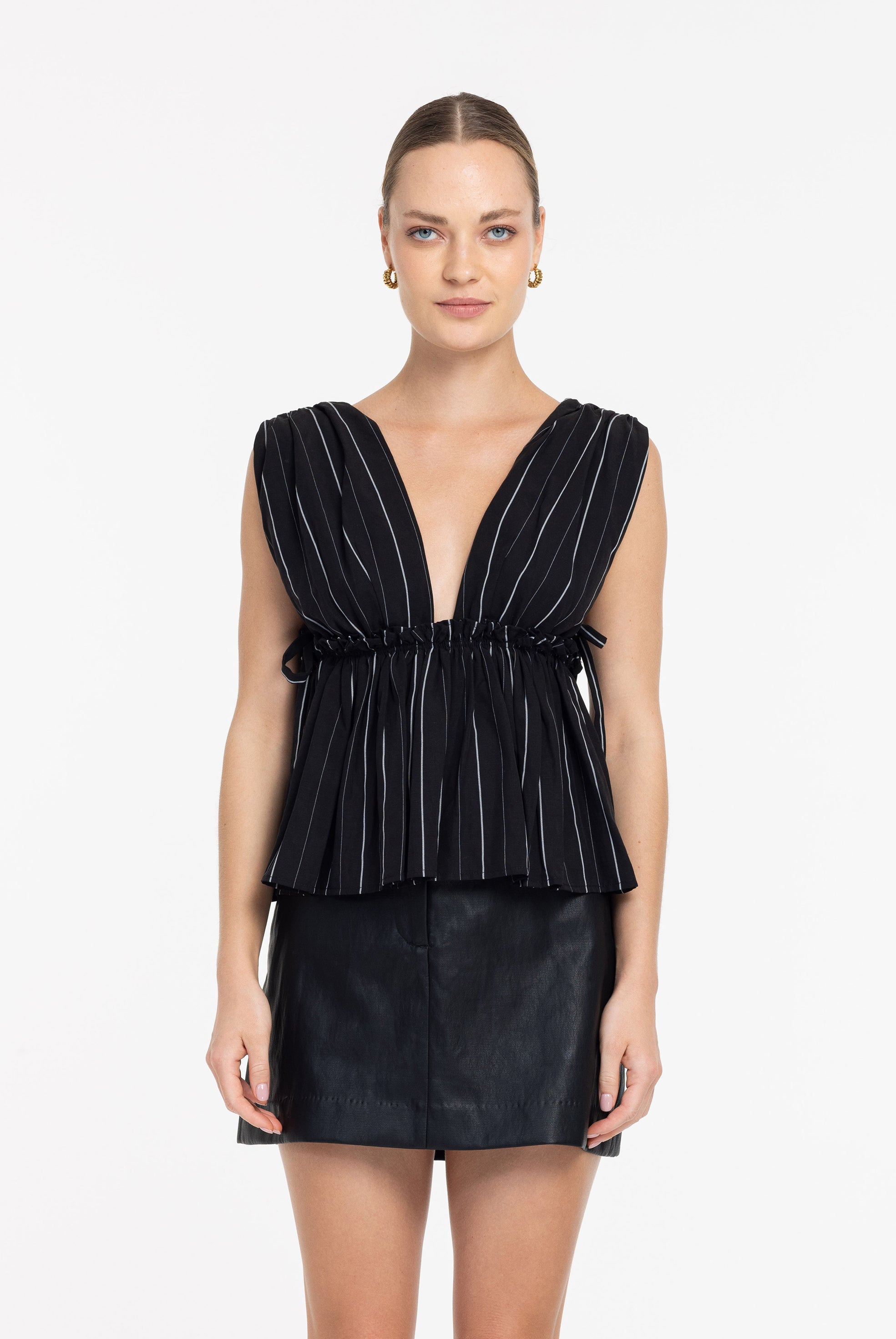Silent Kiss Top - Black with White Stripe